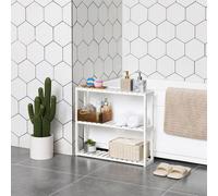 SONGMICS Adjustable 3 Tier Bamboo Shelf for Wall Bathroom or Kitchen in White SONGMICS White