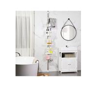 Songmics Adjustable Bathroom Corner Shelf, Telescopic Shower Caddy, 95-300 Cm, Floor To Ceiling, With Stainless Steel Frame, 4 Trays
