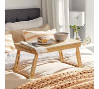 SONGMICS Adjustable Laptop Table Stand Breakfast Tray Folding Legs Bed Table in Natural SONGMICS Natural