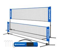 SONGMICS Badminton Net, Height Adjustable Volleyball Net, Pickleball Net for Junior Tennis, Kids, Indoor Outdoor Court, Foldable Nylon Net with Poles 10ft/13ft/16.5ft Wide