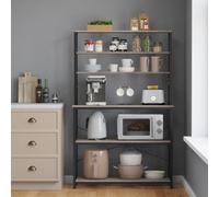 Songmics Bakers Rack, Coffee Bar, 6-Tier Kitchen Storage Shelves With 6 Hooks, Industrial, Greige And Black