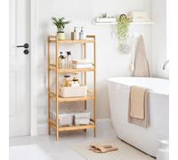 Songmics Bamboo Bathroom Tower, 4-Tier Multi-Purpose Storage Solution, Durable Home Organizer, Woody Brown