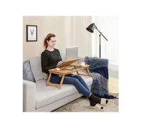 Songmics Bamboo Laptop Desk, Foldable Bed Table, For Left-Hander, Right-Hander, Height Adjustable Sofa Tray