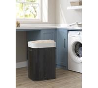 Songmics Bamboo Laundry Basket, 72L Foldable Laundry Hamper, Rectangular Storage Hamper With 3 Handles, Black