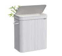 SONGMICS Laundry Hamper with Lid, 100 L Bamboo Laundry Basket, Removable Machine Washable Hamper Basket, with Handles, for Laundry Room, Bedroom, Washroom, Grey LCB063G01