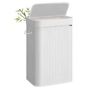 SONGMICS Bamboo Laundry Basket with Lid, Washing Basket for Laundry, 72 L