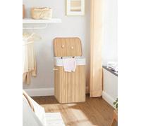 Songmics Bamboo Laundry Basket, Xl Foldable Storage Hamper With Removable Washable Lining, 72L, 40 X 30 X 60 Cm, Natural