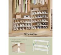 Songmics Bamboo Shoe Rack, 3-Tier Stackable Space-Saving Storage Shelf For Entryway, Living Room, Bedroom, Garage