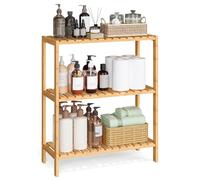 SONGMICS Bamboo Storage Shelf, 3-Tier Shelving Unit, Multifunctional, in the Hallway, Bathroom, Living Room, Balcony, Kitchen, 26 x 60 x 66 cm, Natural BCB33Y