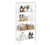 SONGMICS Bamboo Storage Shelf, 5-Tier Shelving Unit, Multifunctional, in the Hallway, Bathroom, Living Room, Balcony, Kitchen, 26 x 60 x 130 cm, White BCB35WT