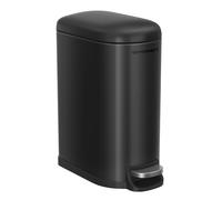 SONGMICS Bathroom Bin, 10L Small Bin with Lid, Pedal Toilet Bin, Slim for Small Spaces, Steel, Soft Close, Ink Black LTB010B02