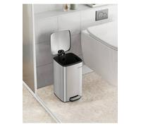 Songmics Bathroom Bin, 8L Small Bin, Pedal Toilet Bin For Small Spaces, Soft-Close Lid, Steel