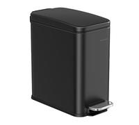 SONGMICS Bathroom Bin, Narrow Pedal Bin, Soft Close, Stainless Steel, 10L | Slim Bathroom Bin for Small Spaces, 10 L, Ink Black, Plushic Collection, LTB561B10