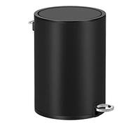 SONGMICS Bathroom Bin with Lid, Toilet Bin, 3 L Cosmetic Bin, Small Waste Bin, Soft Close, Removable Plastic Inner Bucket, for Bedroom, Office, Steel, Ink Black LTB011B01