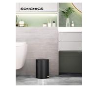 Songmics Bathroom Bin With Lid, Toilet Bin, 3L Cosmetic Bin, Small Waste Bin, Soft Close, Removable Plastic Inner Bucket, Black