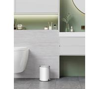 Songmics Bathroom Bin With Lid, Toilet Bin, 3L Cosmetic Bin, Small Waste Bin, Soft Close, Removable Plastic Inner Bucket, White