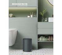 Songmics Bathroom Bin With Lid, Toilet Bin, 3L Cosmetic Bin, Soft Close, Removable Plastic Inner Bucket, Greenish Grey