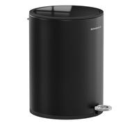 SONGMICS Bathroom Bin with Lid, Toilet Bin, 6 L Cosmetic Bin, Small Waste Bin, Soft Close, Removable Plastic Inner Bucket, for Bedroom, Office, Steel, Ink Black LTB012BZ01