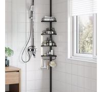 Songmics Bathroom Corner Shelf Adjustable Black Telescopic Shower Caddy Storage Organiser