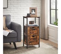 Songmics Bathroom Floor Cabinet, Bathroom Storage Cabinet, Slim Bathroom Storage Cabinet With 2 Drawers, Rustic Brown & Black