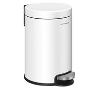 SONGMICS Bathroom Pedal Bin, 0.8 Gallon (3 L) Steel Toilet Bin with Soft-Close Lid, Inner Bucket, for Waste, Bedroom, Cloud White LTB013WZ01