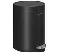 SONGMICS Bathroom Pedal Bin, 1.6 Gallon (6 L) Steel Toilet Bin with Soft-Close Lid, Inner Bucket, for Waste, Bedroom, Ink Black LTB016BZ02