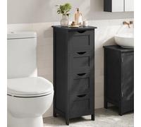 Songmics Bathroom Storage Cabinet, Freestanding Floor Unit With Drawers, Modern Bathroom Organizer, Living Room, Ink Black