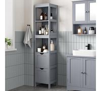Songmics Bathroom Tall Cabinet, Freestanding Bathroom Storage Cabinet, Narrow Storage Unit, With Drawers, 3 Open Shelves, Dove Gray
