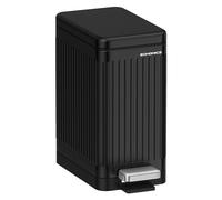 SONGMICS Bathroom Trash Can, 2.6-Gallon (10 L) Trash Bin with Lid, Slim for Small Spaces, Stainless Steel Garbage Can, Soft Close, Black ULTB562B01