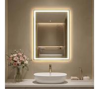 SONGMICS Bathroom Wall Mirror with Lighting, Rectangular Mirror, Anti-Fog Function, Adjustable Colour Temperature and Brightness, for Vanity Bedroom Bathroom, 70.7 x 50.7 cm, Matte White LWM212WC03