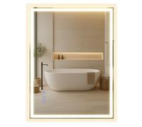SONGMICS Bathroom Wall Mirror with Lighting, Rectangular Mirror, Anti-Fog Function, Adjustable Colour Temperature and Brightness, for Vanity Bedroom Bathroom, 80.7 x 60.7 cm, Matte White LWM210WC03