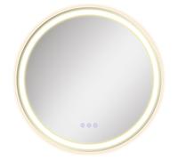 SONGMICS Bathroom Wall Mirror with Lighting, Round Mirror, Anti-Fog Function, Adjustable Colour Temperature and Brightness, for Vanity Bedroom Bathroom, 51 cm, Matte White LWM213WC03