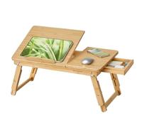 SONGMICS Laptop Table Laptop Stand Breakfast Tray Folding Legs Bed Sofa Height Adjustable for up to 15.6 inch Laptops (61-68.3) x 34.9 x (22.5-32) cm Natural LLD01N