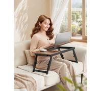 Songmics Bed Tray, Laptop Desk, Foldable, Tiltable, Adjustable Height, For Working Reading, Drawer, Rustic Brown