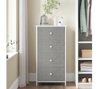 Songmics Bedroom Drawer Chest, Cloth Storage Unit, Dresser With 4 Fabric Drawers, Metal, Slim, Dove Grey And Cream White