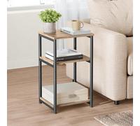 Songmics Bedside Table With 3-Tier Design, Industrial End Table For Bedroom, Living Room, And Office, Camel Brown And Ink Black