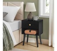 Songmics Bedside Tables, Set Of 2, Side Table With Storage Drawer And Open Shelf, End Table, Ebony Black