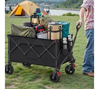 SONGMICS Big Foldable Camping Cart Garden Trolley with Handle Removable Wheels in Black SONGMICS Black