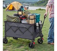 SONGMICS Big Foldable Camping Cart Garden Trolley with Handle Removable Wheels in Grey SONGMICS Grey