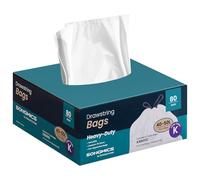 SONGMICS Bin Bags, 50 L Rubbish Bags with Drawstrings, 80 Pieces, Liner Code K, Heavy-Duty, Quick-Dispense Box, Cream White KRB051A02