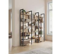 Songmics Bookcase, Bookshelf With 14 Shelves, Storage Rack, Sturdy Frame, Shelf Unit, Industrial, Camel Brown And Ink Black