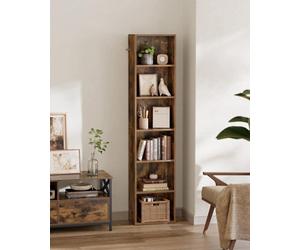 Songmics Bookcase, Bookshelf With 6 Shelves, For Living Room, Study, Office, Bedroom, Industrial Style, Rustic Brown