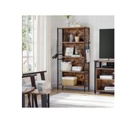Songmics Bookcase, Office Storage Shelf, 4 Tiers For Books, Decorations, Stable Steel Frame, S-Shaped Hooks For Hanging
