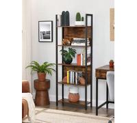 Songmics Bookcase, Storage Shelf, Kitchen Shelf, 5 Tiers, Stable Steel Frame, Rustic Brown And Black