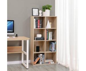 Songmics Bookcase, Wooden Bookshelf With 8 Compartments, Floor Standing Storage Unit, Oak Colour