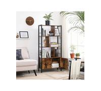 Songmics Bookshelf,storage Shelf,large Bookcase With Doors,4 Shelves,stable Steel Structure,industrial Style,for Living Room,office