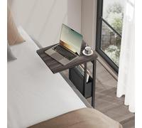 Songmics C-Shaped Bedside Table With Fabric Storage Bag, End Table, Adjustable Feet And Swivel Castors, Living Room, Ash Brown