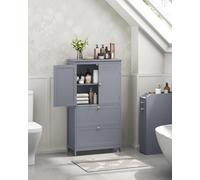 Songmics Cabinet, Storage Unit, Bathroom And Kitchen Storage Organizer, Freestanding, 2 Drawers And 2 Doors, Dove Grey