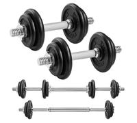 SONGMICS 2-in-1 Cast Iron Dumbbells, 2 x 10 kg Weight Plates, Adjustable for Men Women Workout, Fitness Training, Weight Lifting, Home Gym, Ink Black SYL20LBKV1