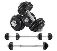 SONGMICS Cast Iron Adjustable Dumbbells & Barbell Set, 2 x 15 kg